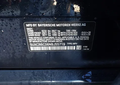 2022 BMW X5 xDrive40I z USA, uszkodzony, nr VIN 5UXCR6C06N9J55719